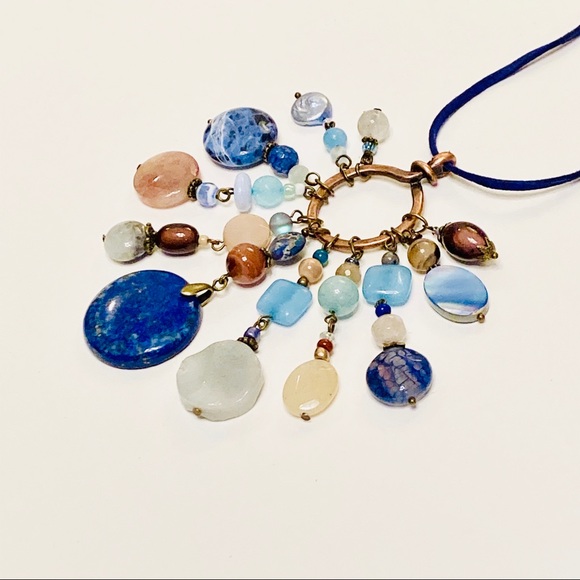 ENERGY Multi-Gemstone Assemblage Style BOHO Necklace & Jasper MOP Earrings - Picture 9 of 16